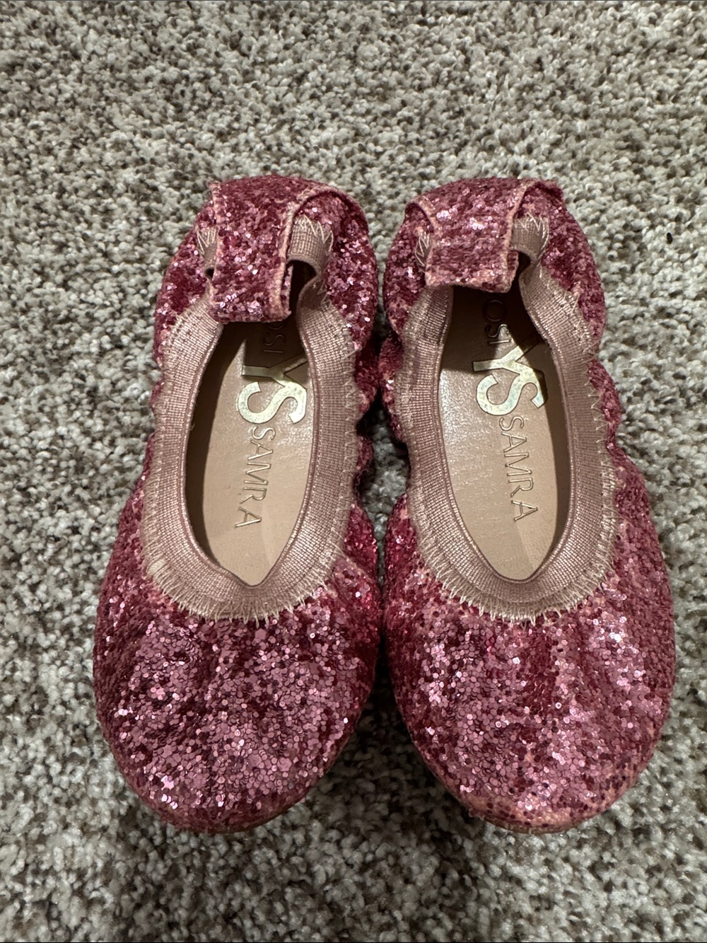 Kids' Glitter Ballet Flats in Rose Pink Yosi Samra 9